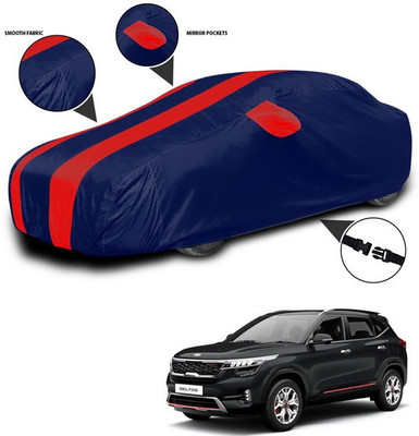 ANTHUB Car Cover For Kia Sonet (With Mirror Pockets)(Red, Blue)