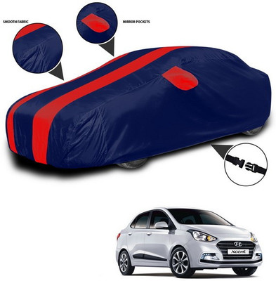 ANTHUB Car Cover For Hyundai Xcent (With Mirror Pockets)(Red, Blue)