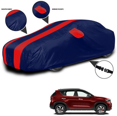 ANTHUB Car Cover For Kia Sonet (With Mirror Pockets)(Red, Blue)