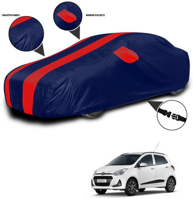 SEBONGO Car Cover For Hyundai Grand i10 (With Mirror Pockets)(Red, Blue)