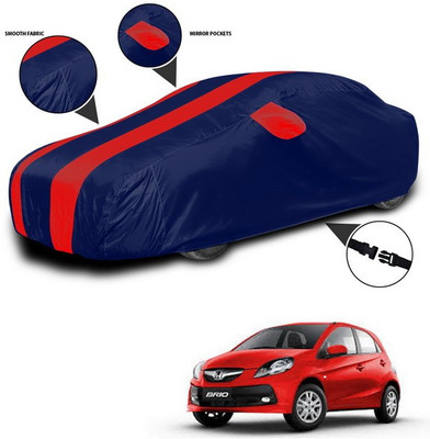 ANTHUB Car Cover For Honda Brio (With Mirror Pockets)(Red, Blue)