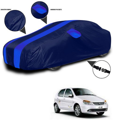 SEBONGO Car Cover For Tata Indica eV2 (With Mirror Pockets)(Blue)