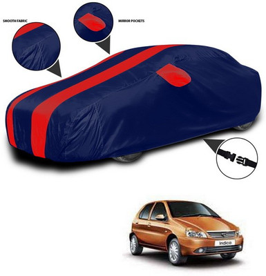 SEBONGO Car Cover For Tata Indica V2 (With Mirror Pockets)(Red, Blue)
