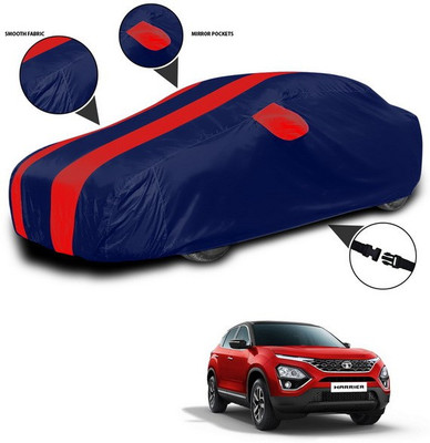 SEBONGO Car Cover For Tata Harrier (With Mirror Pockets)(Red, Blue)