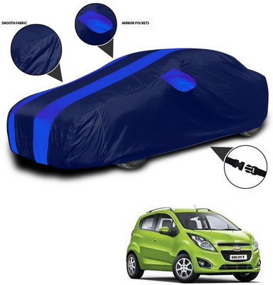 ANTHUB Car Cover For Chevrolet Beat (With Mirror Pockets)(Blue)