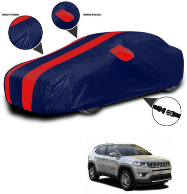 ANTHUB Car Cover For Jeep Compass (With Mirror Pockets)(Red, Blue)