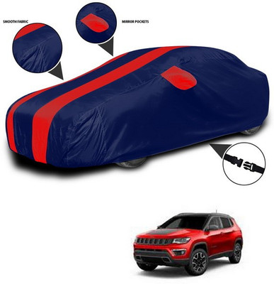 ANTHUB Car Cover For Jeep Compass (With Mirror Pockets)(Red, Blue)