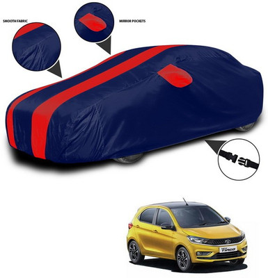 SEBONGO Car Cover For Tata Tiago (With Mirror Pockets)(Red, Blue)