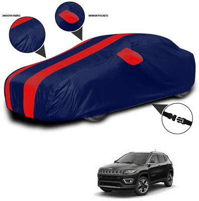 ANTHUB Car Cover For Jeep Compass (With Mirror Pockets)(Red, Blue)