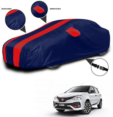 ANTHUB Car Cover For Toyota Etios Liva (With Mirror Pockets)(Red, Blue)