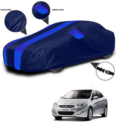 SEBONGO Car Cover For Hyundai Accent (With Mirror Pockets)(Blue)