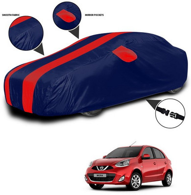 SEBONGO Car Cover For Nissan Micra (With Mirror Pockets)(Red, Blue)