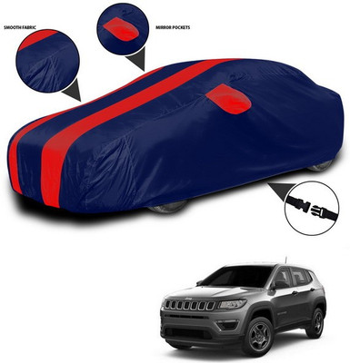 ANTHUB Car Cover For Jeep Compass (With Mirror Pockets)(Red, Blue)