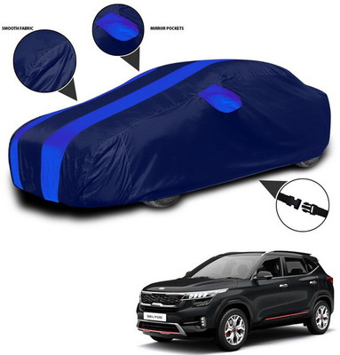 ANTHUB Car Cover For Kia Sonet (With Mirror Pockets)(Blue)