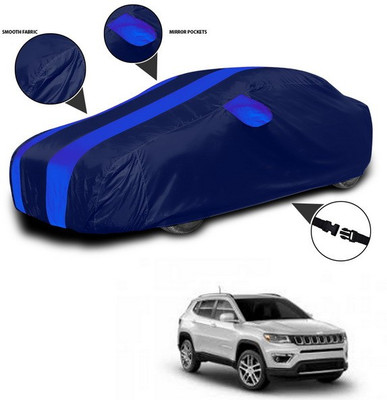 SEBONGO Car Cover For Jeep Compass Facelift (With Mirror Pockets)(Blue)