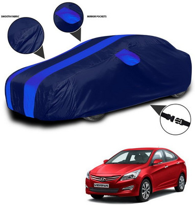 ANTHUB Car Cover For Hyundai Fluidic Verna (With Mirror Pockets)(Blue)
