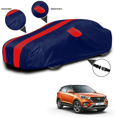 ANTHUB Car Cover For Hyundai Creta (With Mirror Pockets)(Red, Blue)