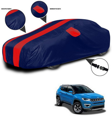 ANTHUB Car Cover For Jeep Compass (With Mirror Pockets)(Red, Blue)