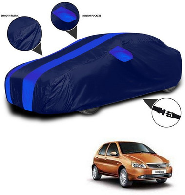 SEBONGO Car Cover For Tata Indica V2 (With Mirror Pockets)(Blue)