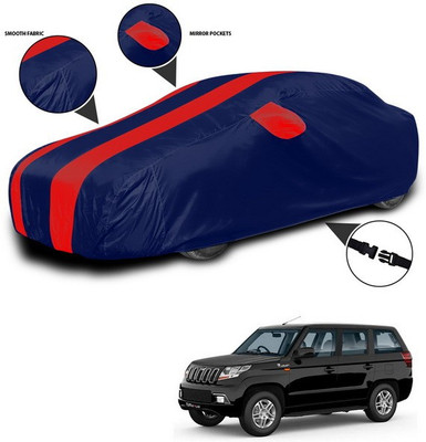SEBONGO Car Cover For Mahindra TUV300 Plus Facelift (With Mirror Pockets)(Red)