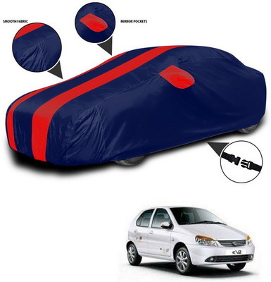SEBONGO Car Cover For Tata Indica eV2 (With Mirror Pockets)(Red, Blue)