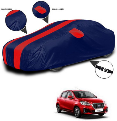 ANTHUB Car Cover For Datsun Go (With Mirror Pockets)(Red, Blue)