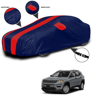 ANTHUB Car Cover For Jeep Compass Facelift (With Mirror Pockets)(Red, Blue)