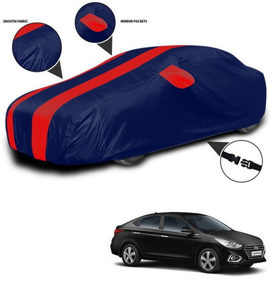 ANTHUB Car Cover For Hyundai Verna Facelift (With Mirror Pockets)(Red, Blue)