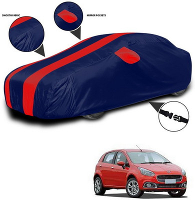 ANTHUB Car Cover For Fiat Punto Evo (With Mirror Pockets)(Red, Blue)