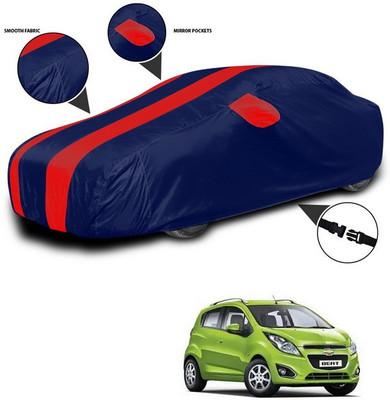 SEBONGO Car Cover For Chevrolet Beat (With Mirror Pockets)(Red)