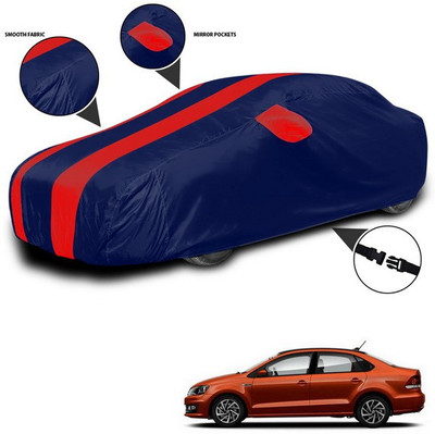 SEBONGO Car Cover For Volkswagen Vento (With Mirror Pockets)(Red, Blue)