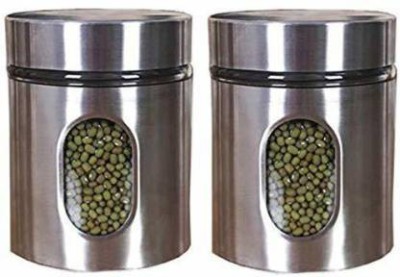 IndusBay Glass, Steel Utility Container  - 350 ml, 350 ml(Pack of 2, Silver)