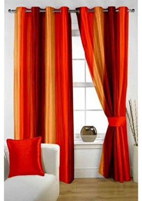 Styletex 274 cm (9 ft) Polyester Semi Transparent Long Door Curtain (Pack Of 2)(Solid, Maroon, Orange)