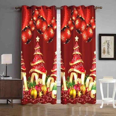 DEHATI STORE 212 cm (7 ft) Polyester Semi Transparent Door Curtain (Pack Of 2)(Printed, Multicolor)