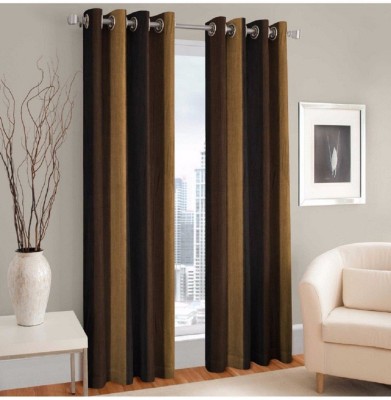 Styletex 274 cm (9 ft) Polyester Semi Transparent Long Door Curtain (Pack Of 2)(Solid, Brown)