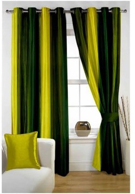 Styletex 274 cm (9 ft) Polyester Blackout Long Door Curtain (Pack Of 2)(Solid, Green, Yellow)