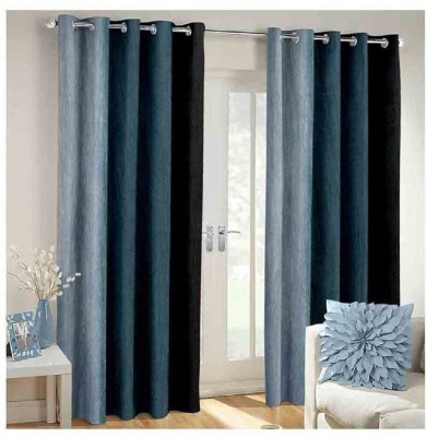 Styletex 152 cm (5 ft) Polyester Semi Transparent Window Curtain (Pack Of 2)(Solid, Black)