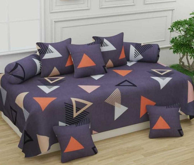 igi Polycotton Geometric Diwan Set(Multicolor)