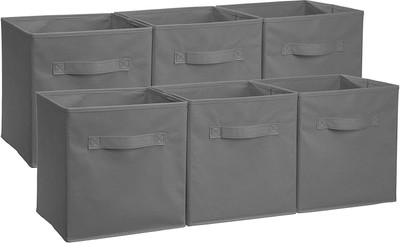 SH NASIMA MANUFACTURER 12345 SH IMA Collapsible Fabric Storage Cubes Organizer with Handles, Gray - Pack of 6 3333(Grey)