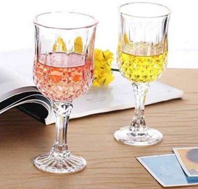 AFAST (Pack of 2) Stylish Designer Transparent Royal Look Glass_DJ22 Glass Set Wine Glass(250 ml, Glass, Clear)