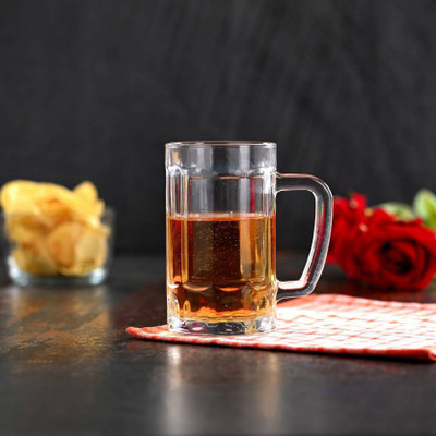 AFAST Stylish & Designer Transparent Beer Mug With Handle For Bar, Juice, Shake, Home -A61 Glass Beer Mug(250 ml, Glass, Clear)