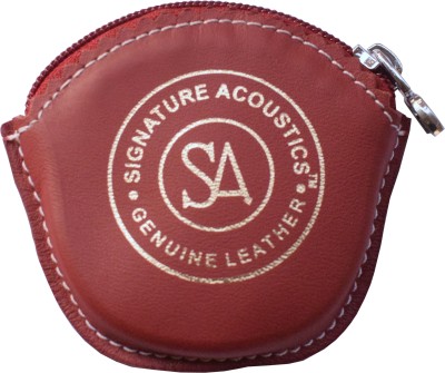 Signature Acoustics Leather Zipper Headphone Pouch For Universal(Matte Red)