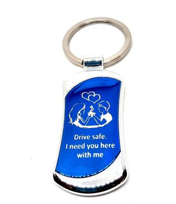 Arkanum K1272 Blue Couple Drive Safe Metal Keyring Key Chain