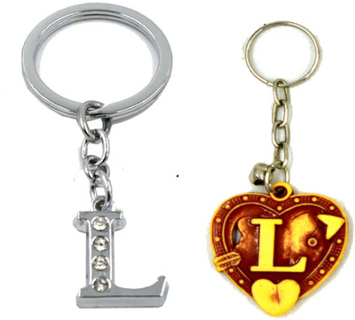 AFH Alphabet Letter L Key Ring Key Chain Combo (Metal, Plastic) Key Chain