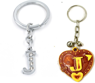 AFH Alphabet Letter J Key Ring Key Chain Combo (Metal, Plastic) Key Chain