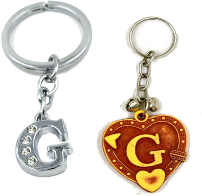 AFH Alphabet Letter G Key Ring Key Chain Combo (Metal, Plastic) Key Chain