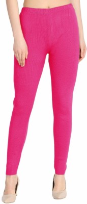 Kanna Fabric Ankle Length Winter Wear Legging(Pink, Solid)