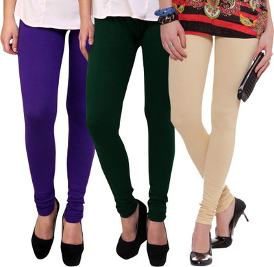 F n Me Ethnic Wear Legging(Purple, Green, Beige, Solid)