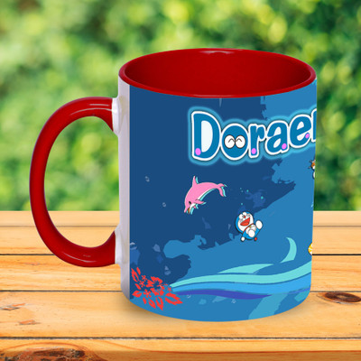 Megharthprint Doraemon_under_water_Red Ceramic Coffee Mug(330 ml)