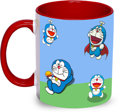 Megharthprint Doraemon-Coffee-Mug-in-Red Ceramic Coffee Mug(330 ml)